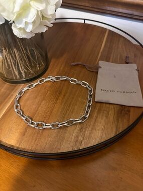 David Yurman Silver Twisted Cable Link Necklace